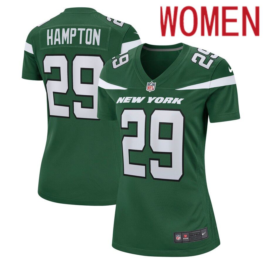 Women New York Jets 29 Saquan Hampton Nike Gotham Green Game NFL Jersey
